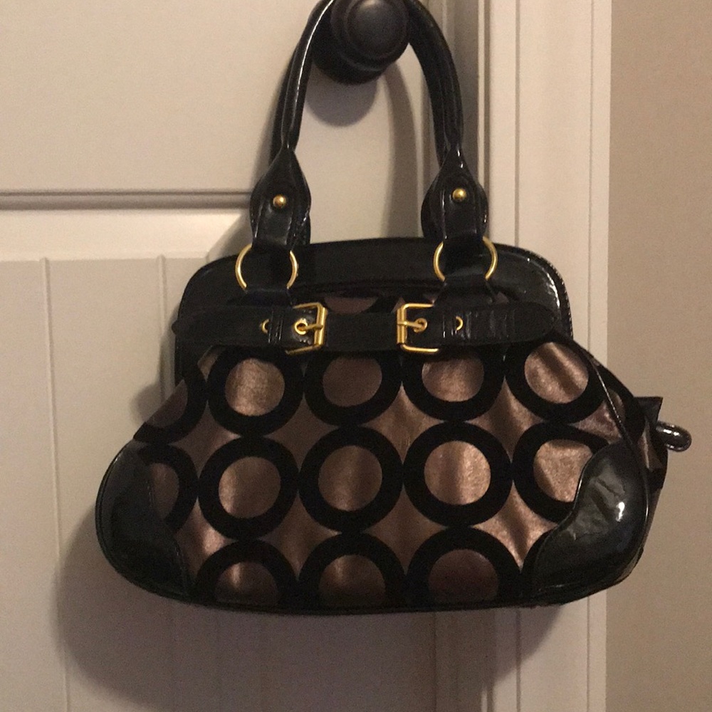 Purple and black purse